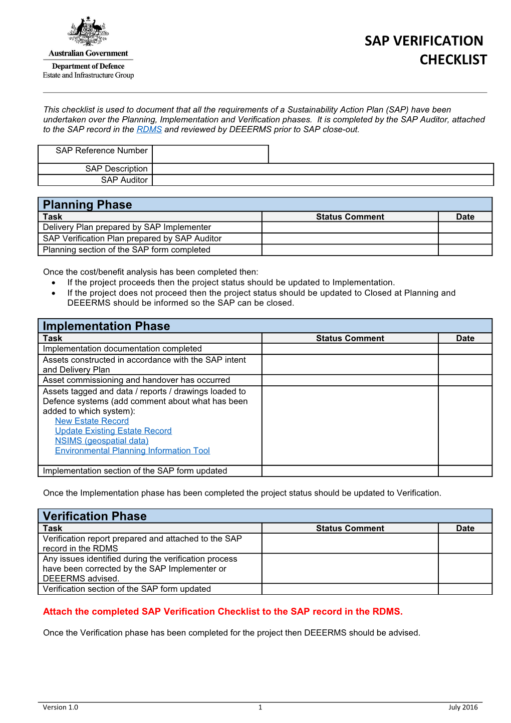 This Checklist Is Used to Document That All the Requirements of a Sustainability Action