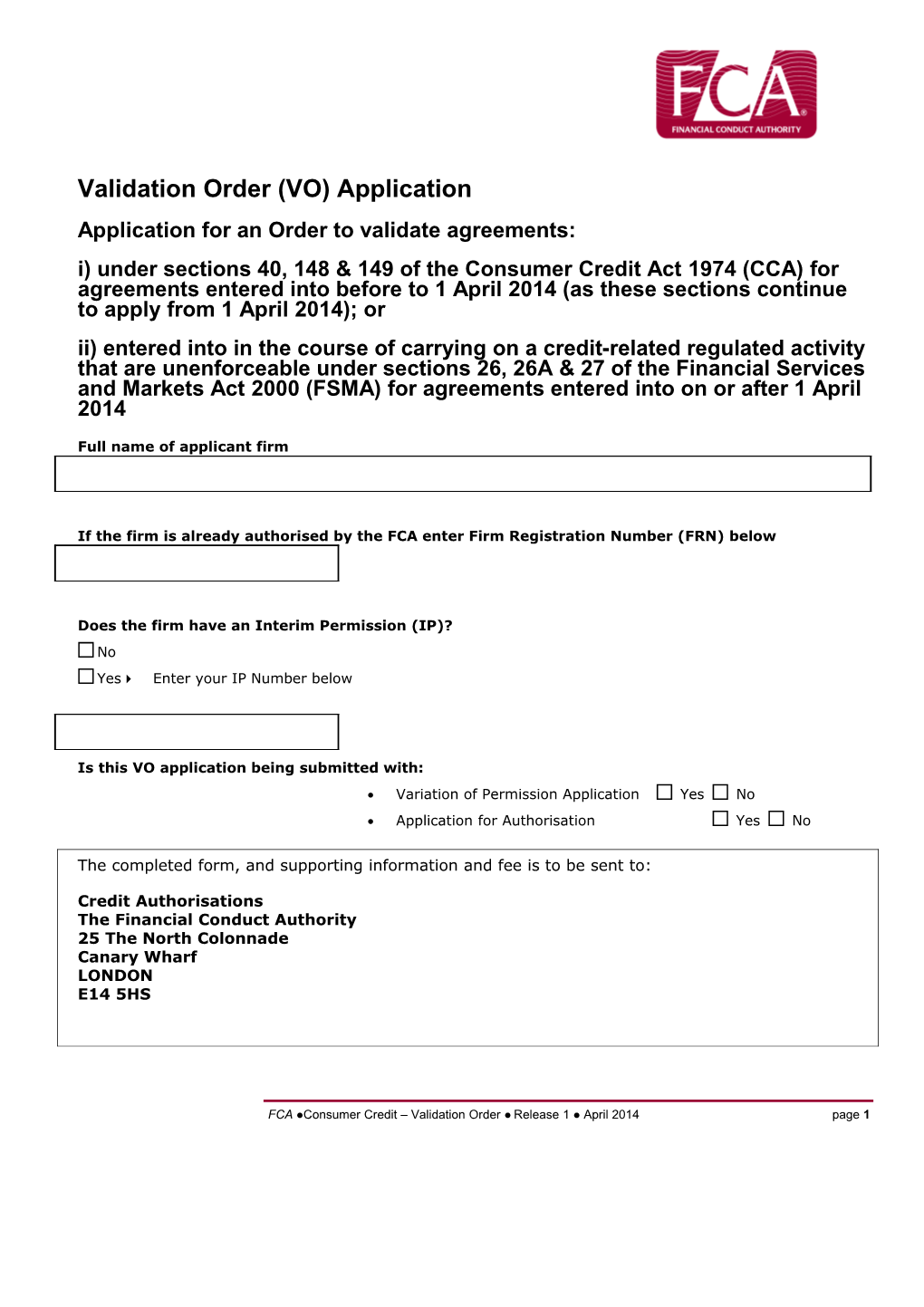 Small Firms Application Pack (Part IV Permission)