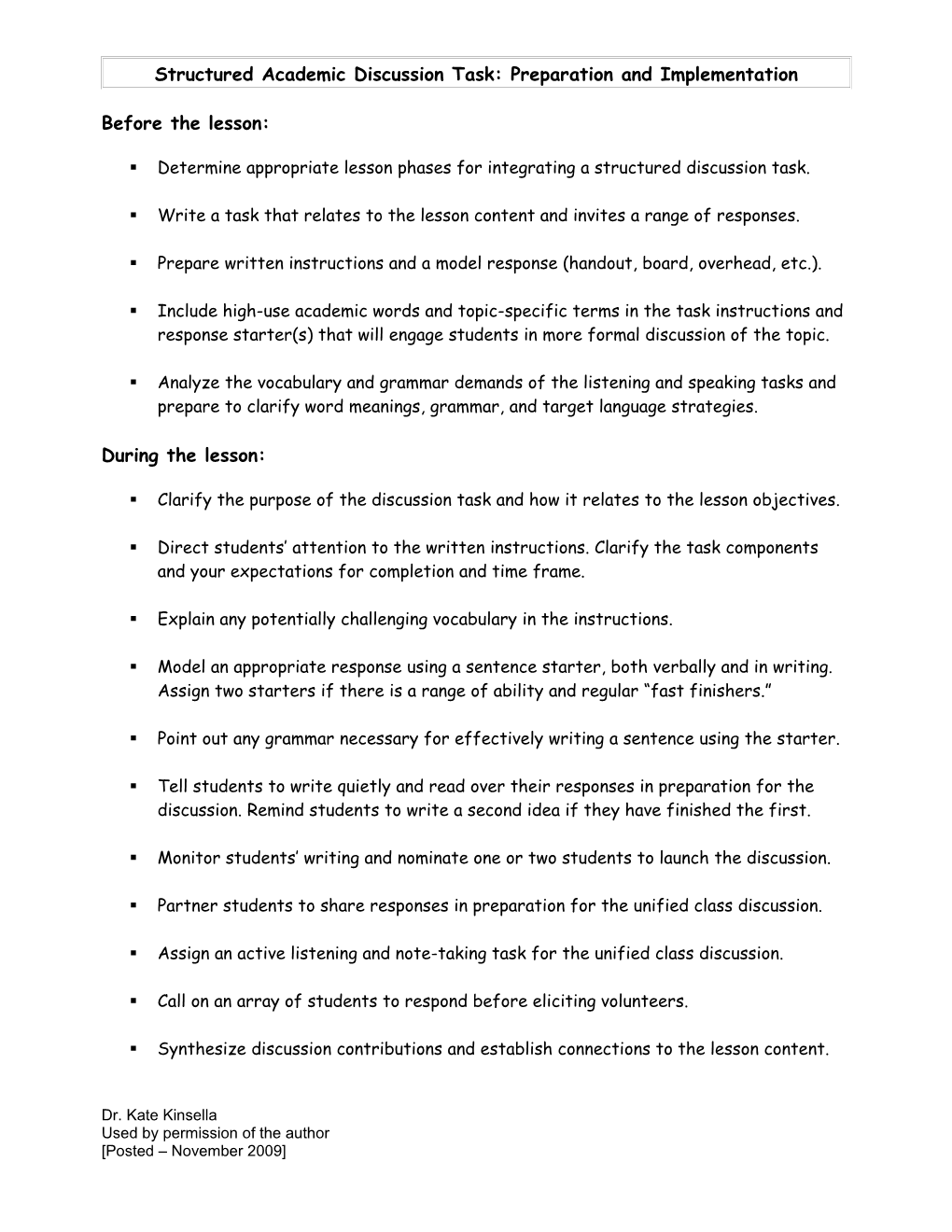 Steps in Setting up a Structured Academic Discussion Task