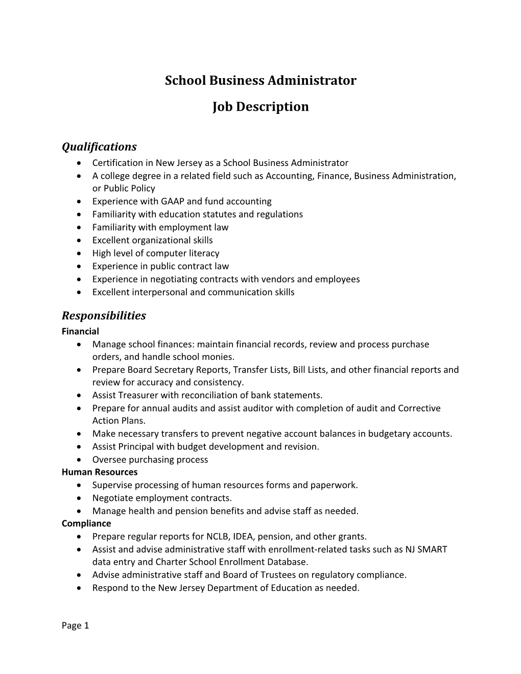 School Business Administrator