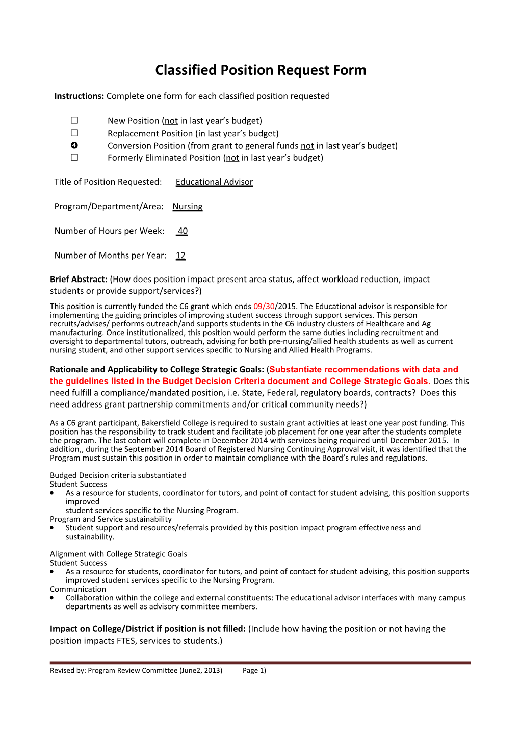 Classified Position Request Form s1