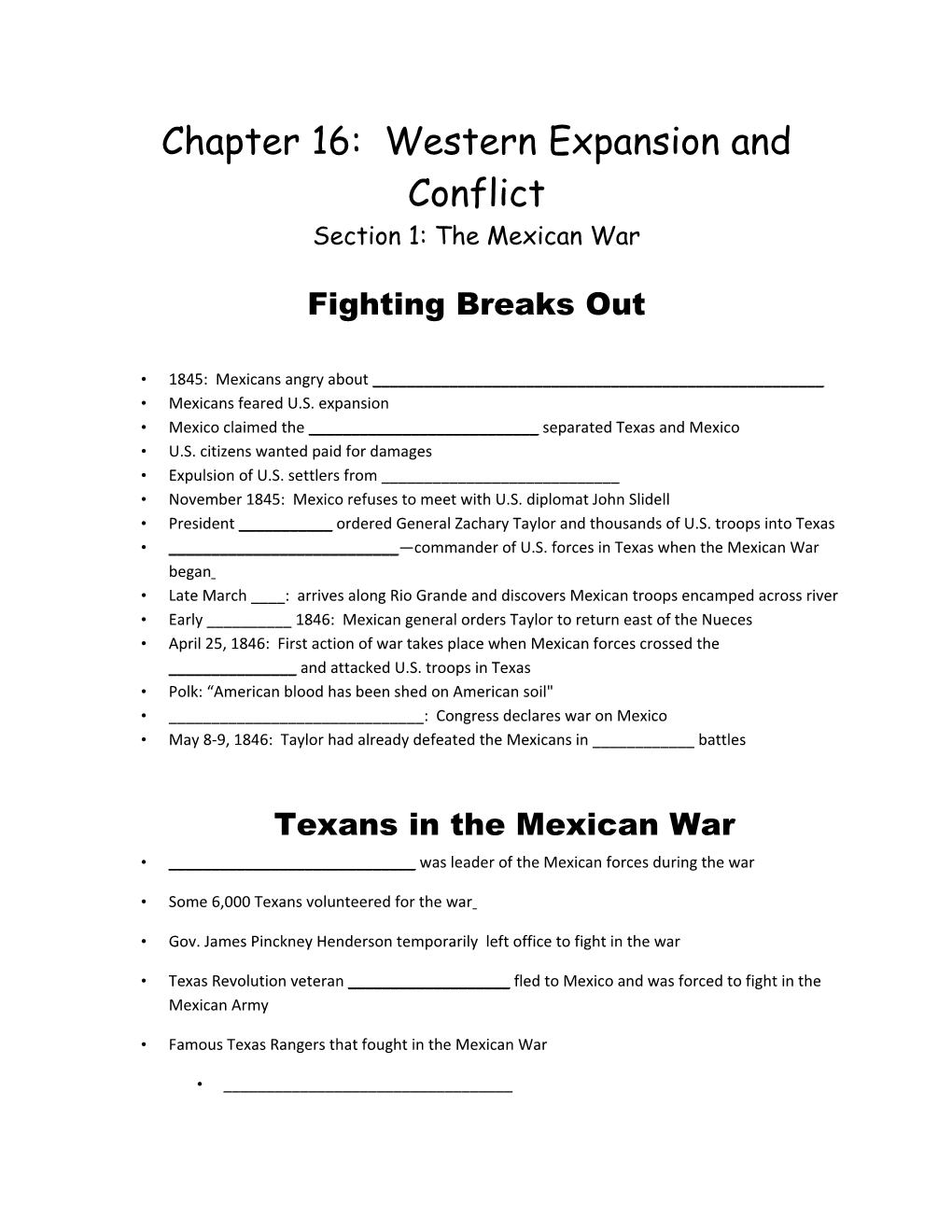 Chapter 16: Western Expansion and Conflict