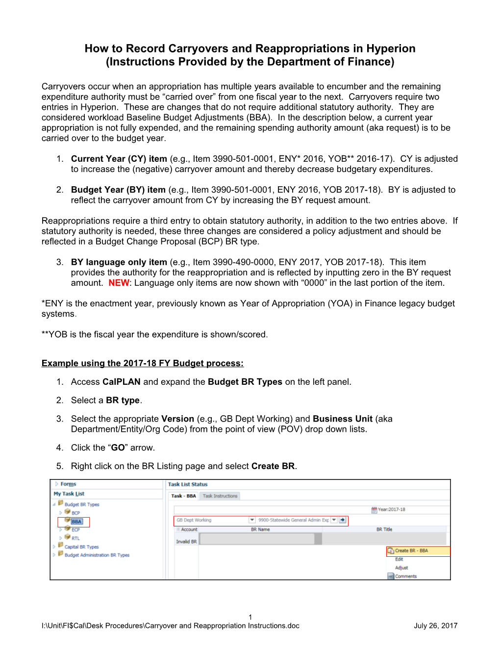 How to Record Carryovers and Reappropriations in Hyperion