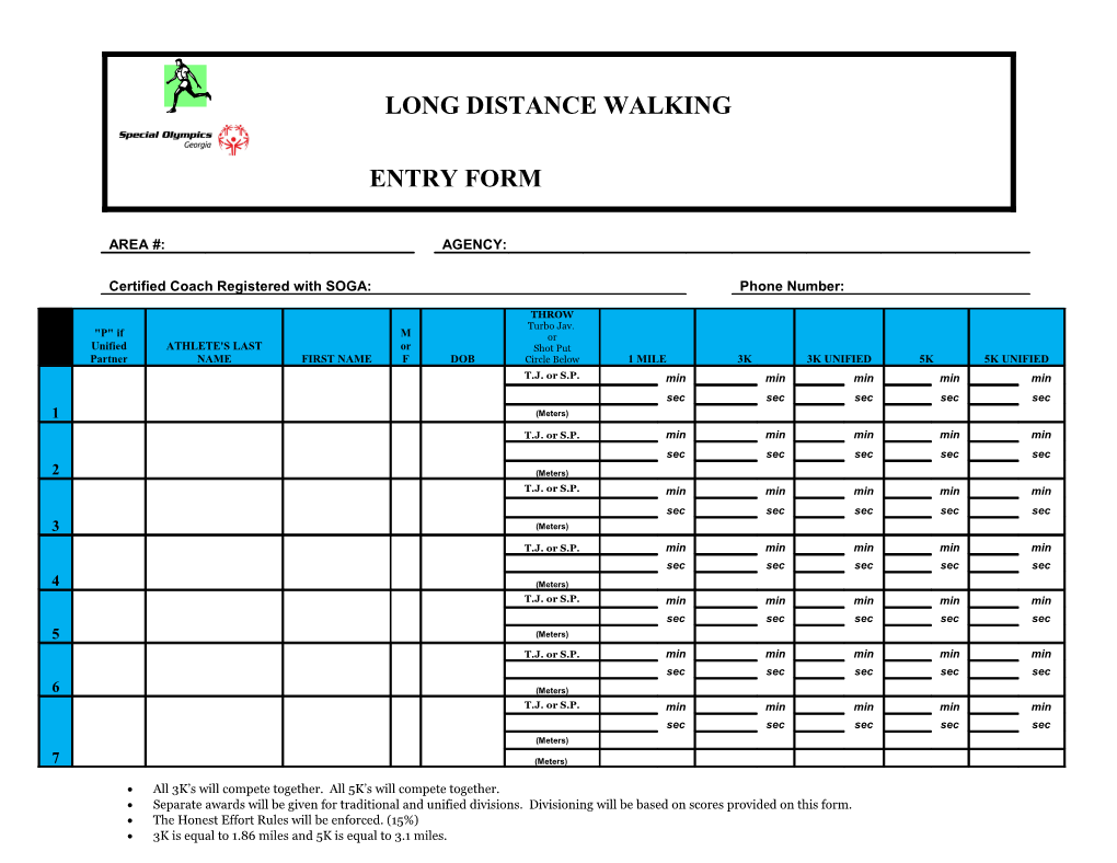Bowling Singles Entry Form