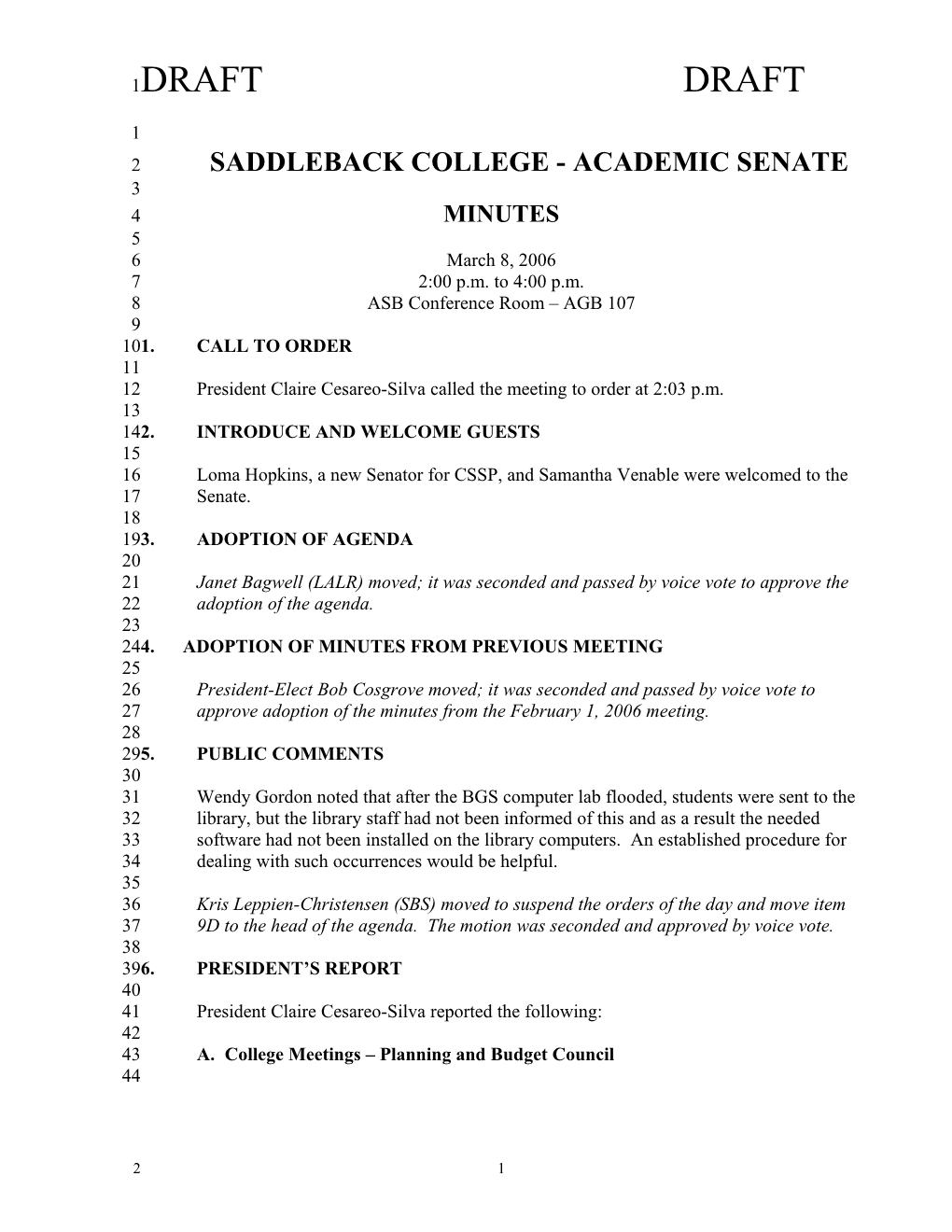 Saddleback College - Academic Senate
