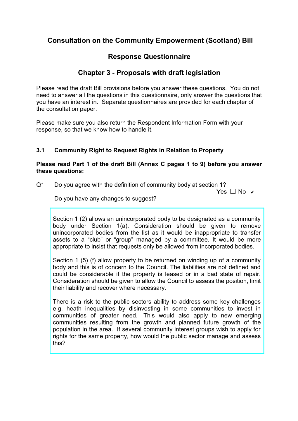 Consultation on the Community Empowerment (Scotland) Bill