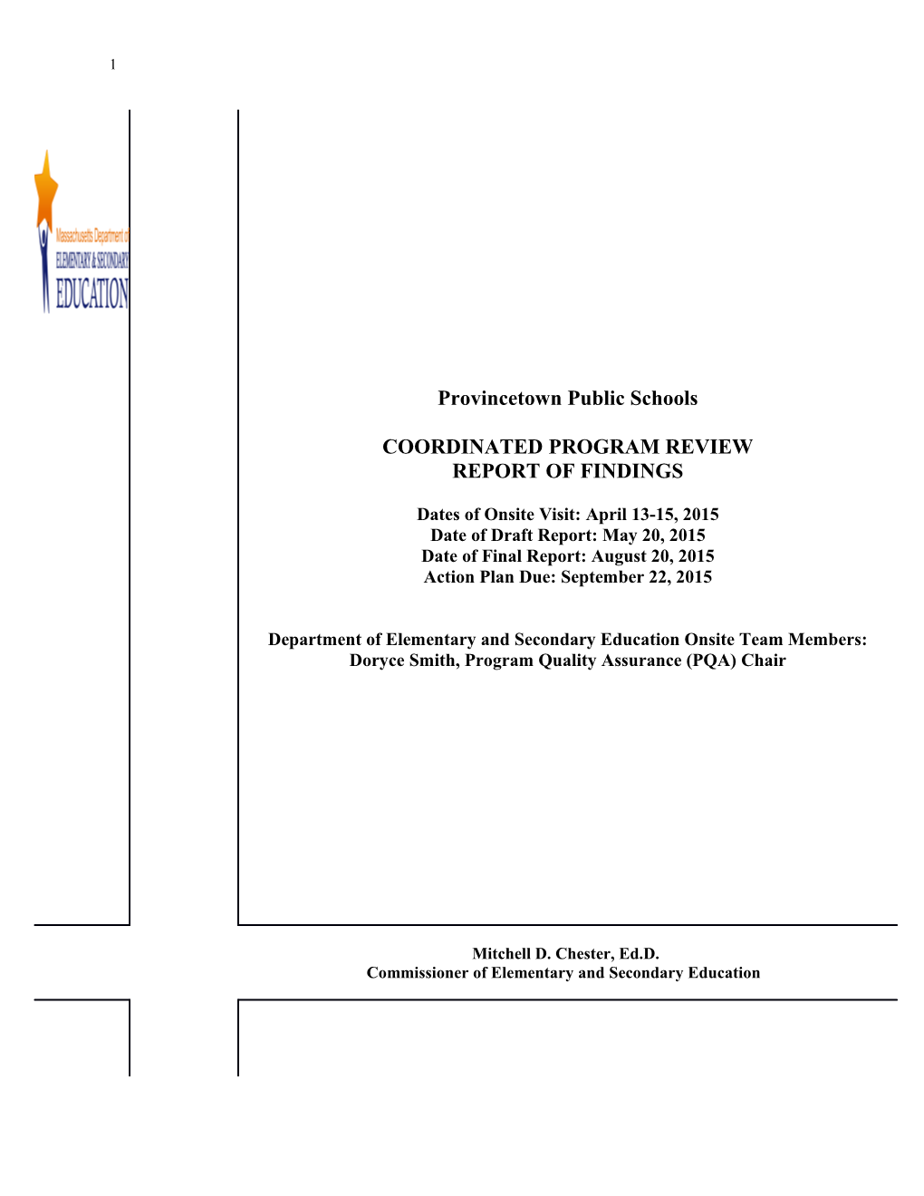 Provincetown Public Schools CPR Final Report 2015
