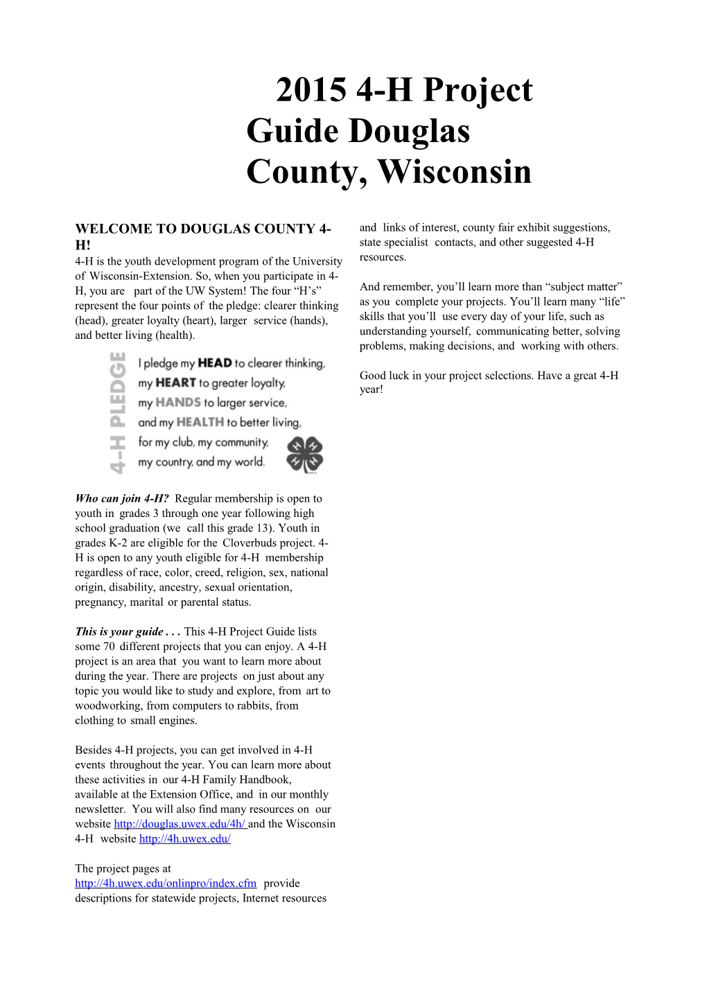2009 Wisconsin 4-H Project Guide