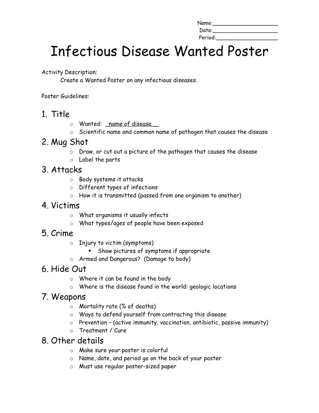 Infectious Disease Wanted Poster
