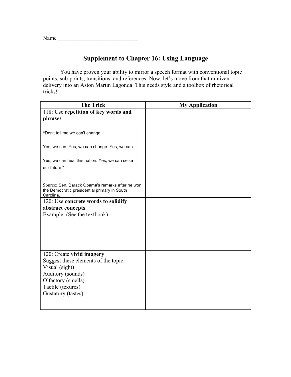 Supplement to Chapter 16: Using Language