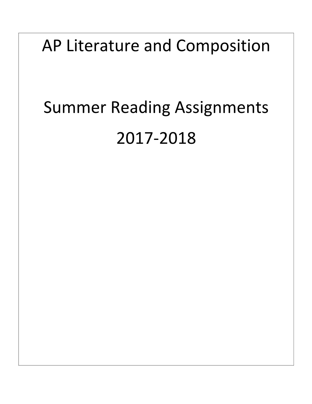 AP Literature and Composition s1