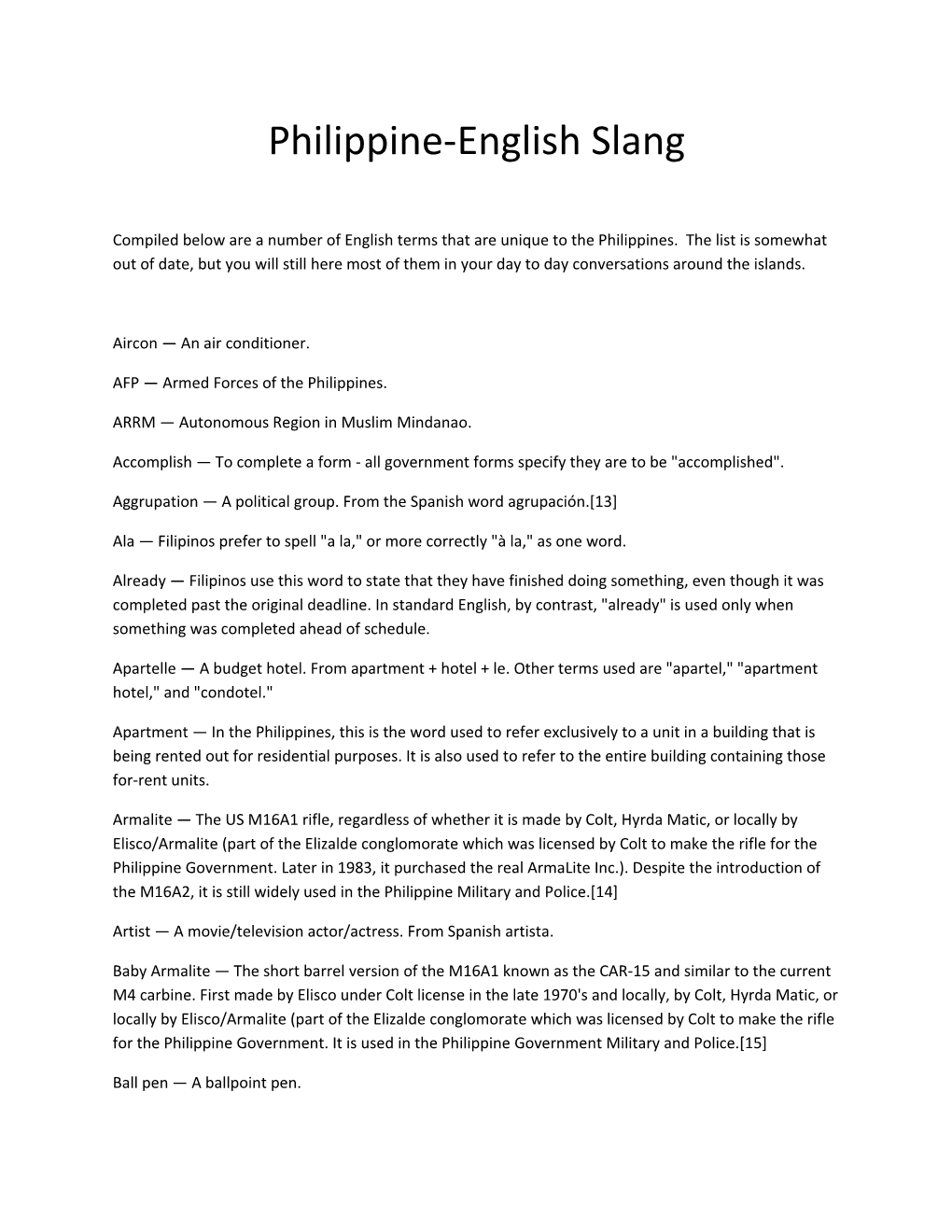 Philippine-English Slang