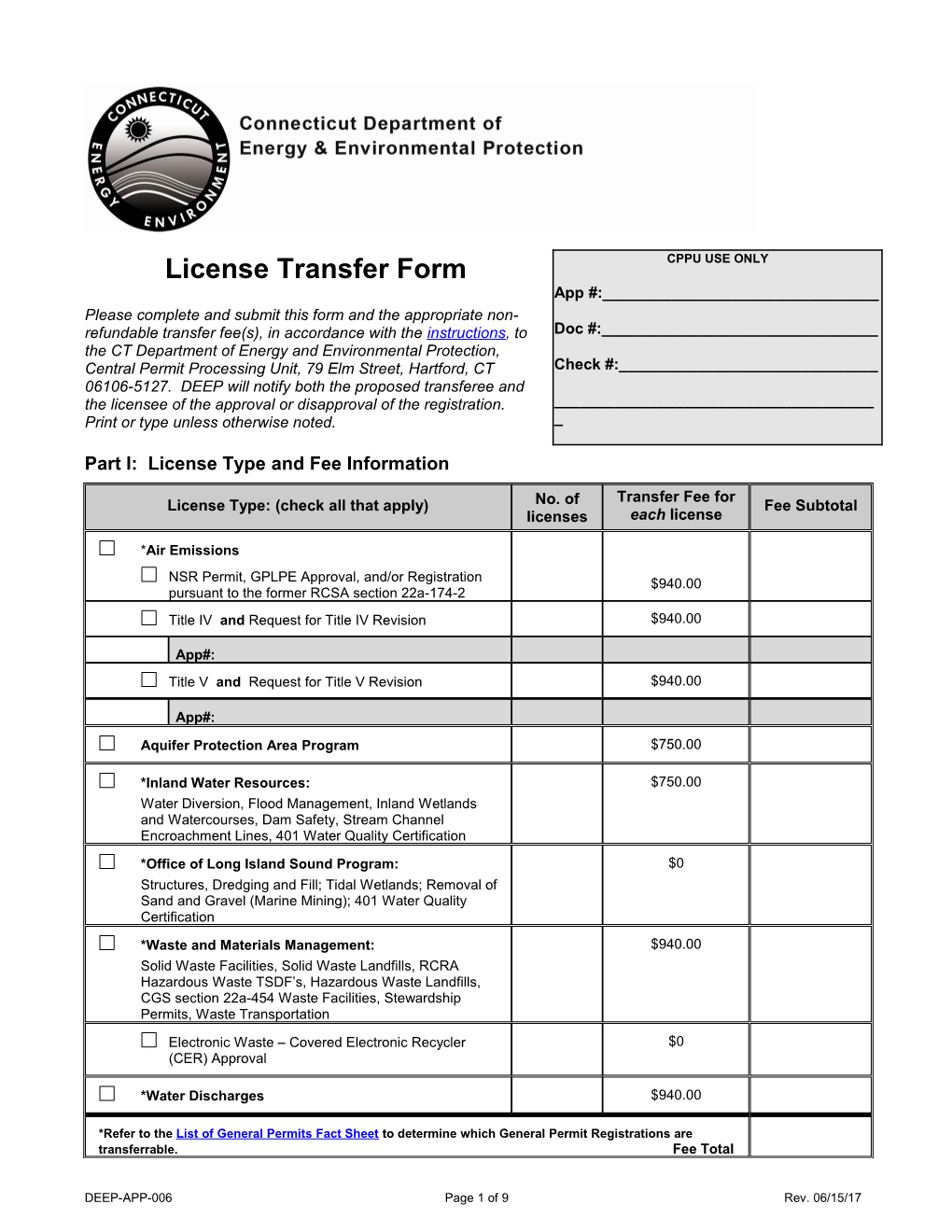 License Transfer Form