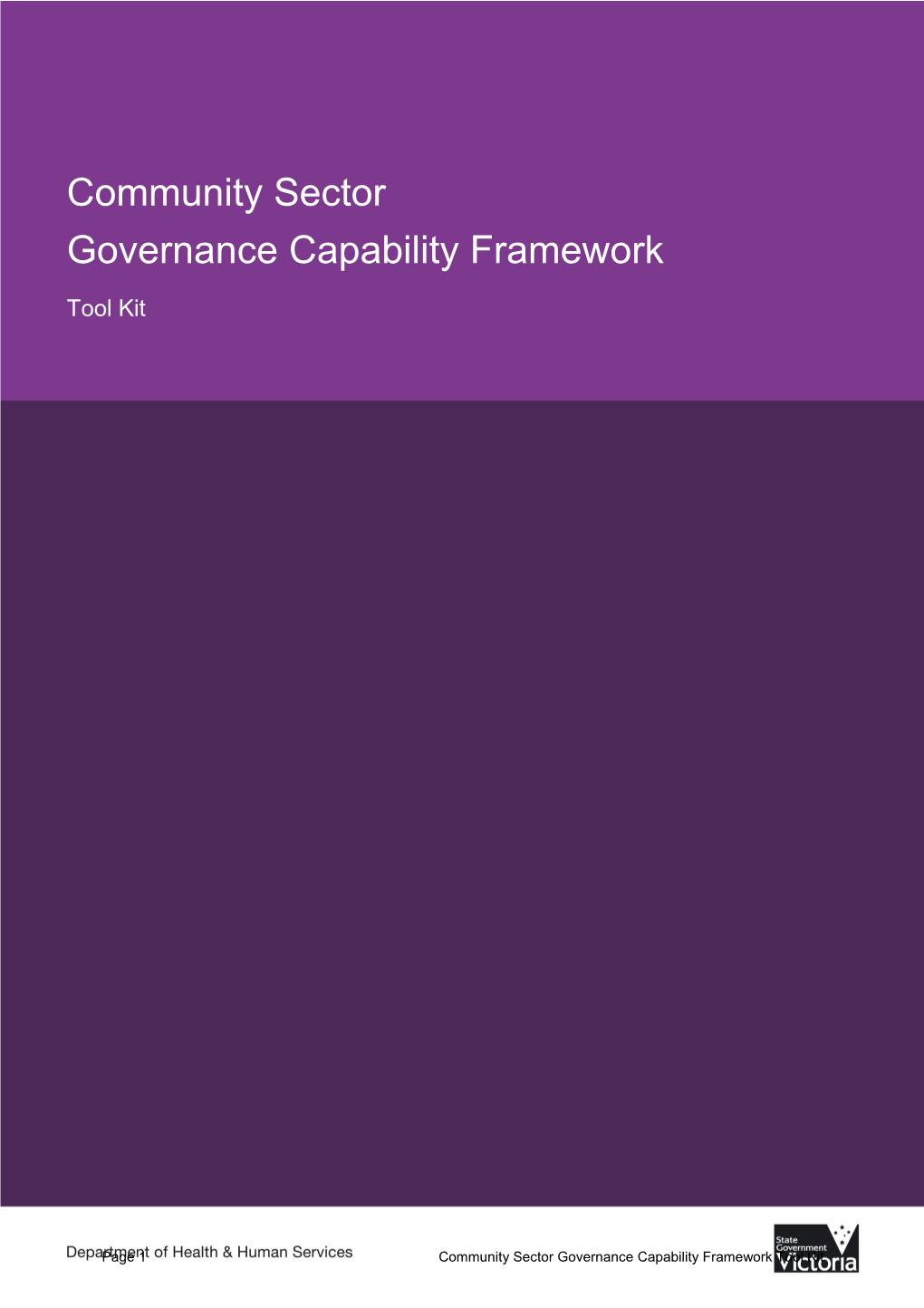 The Community Sector Governance Capability Framework Toolkit