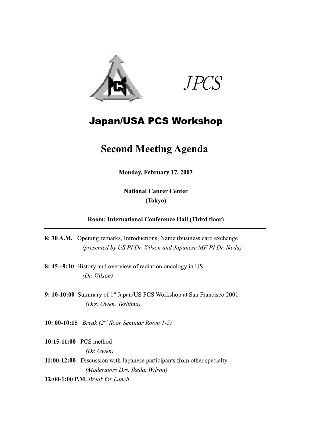 Japan/USA PCS Workshop