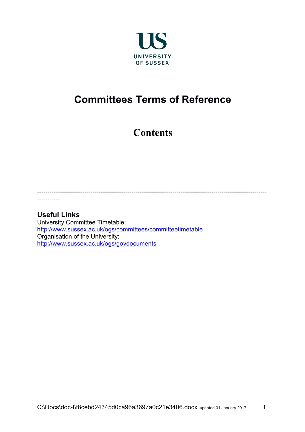 Committees Terms of Reference