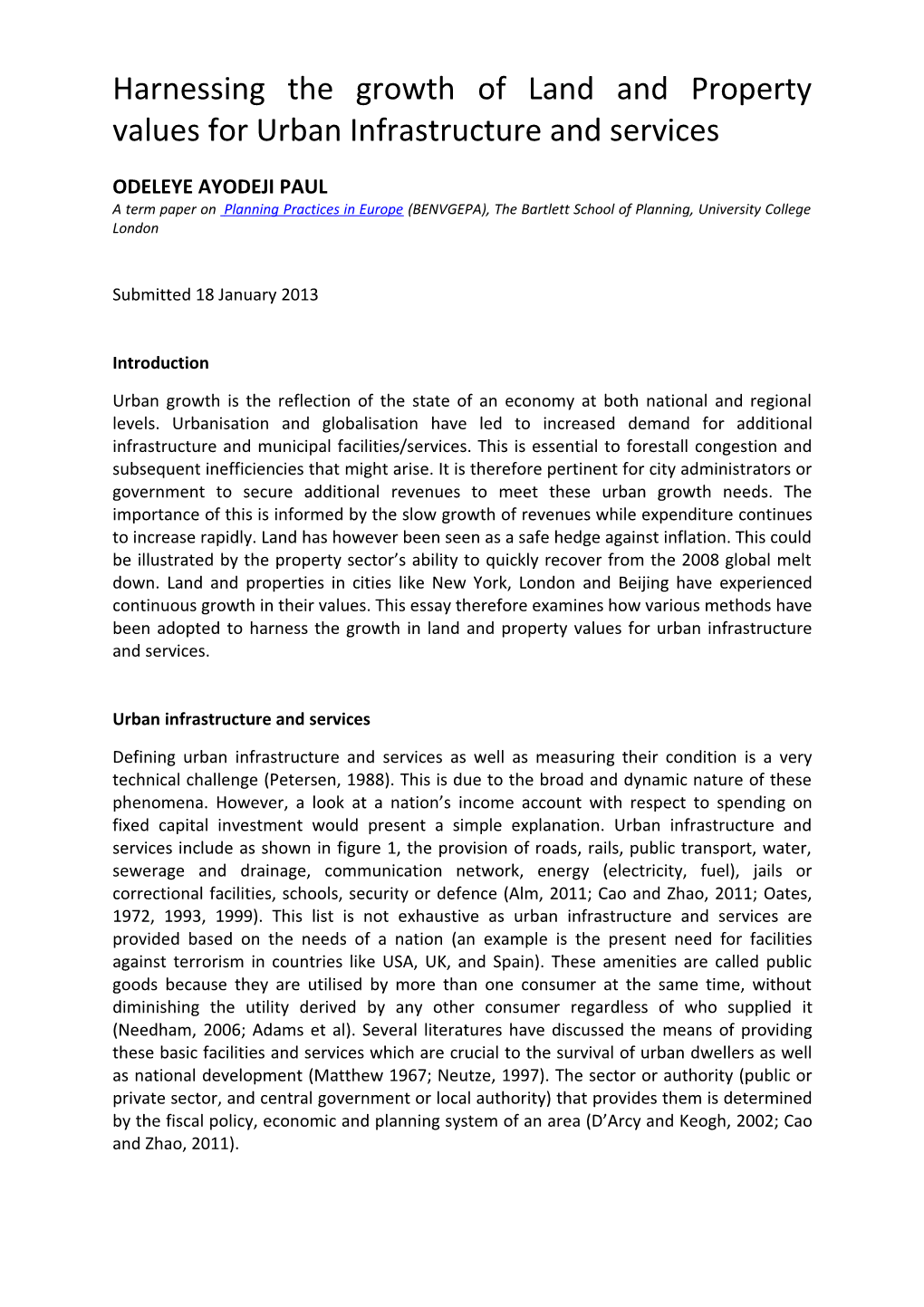 Harnessing the Growth of Land and Property Values for Urban Infrastructure and Services