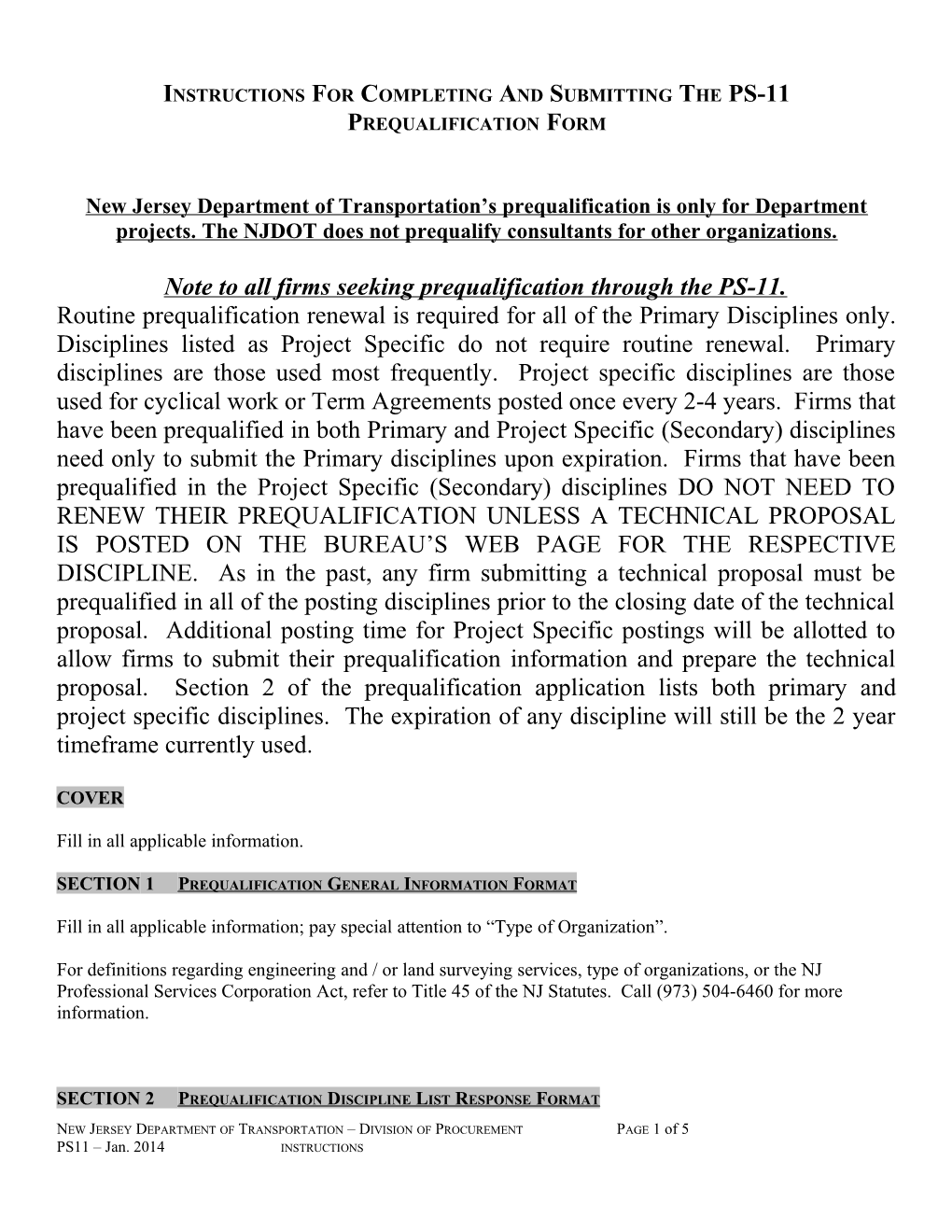 Instructions for Completing and Submitting the Prequalification Application, PS-04