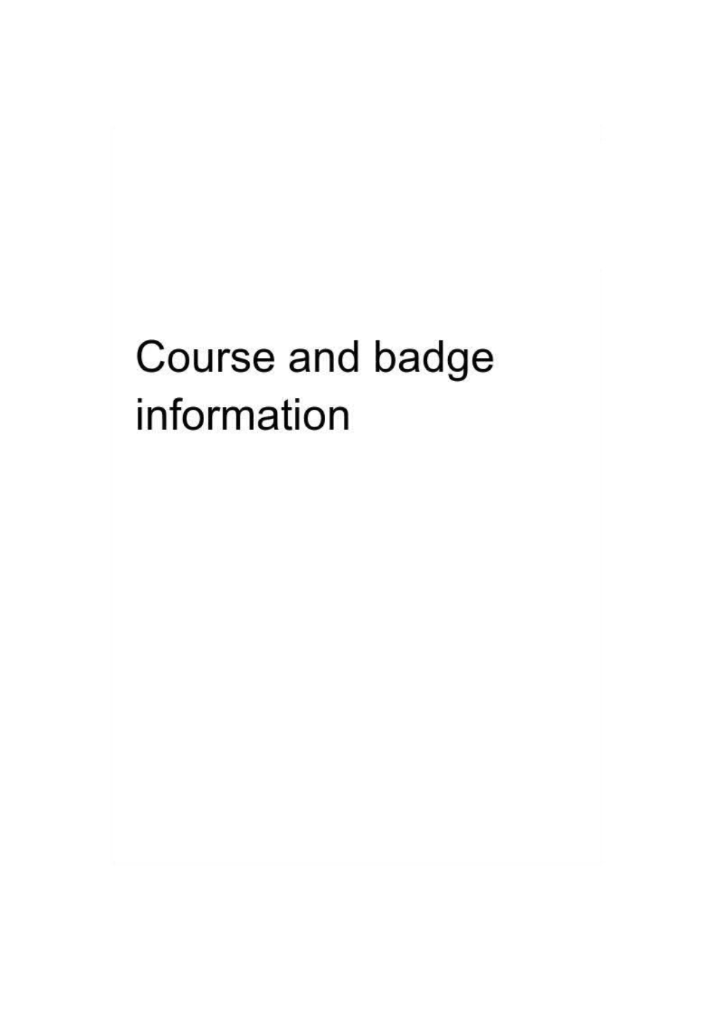 Course and Badge Information