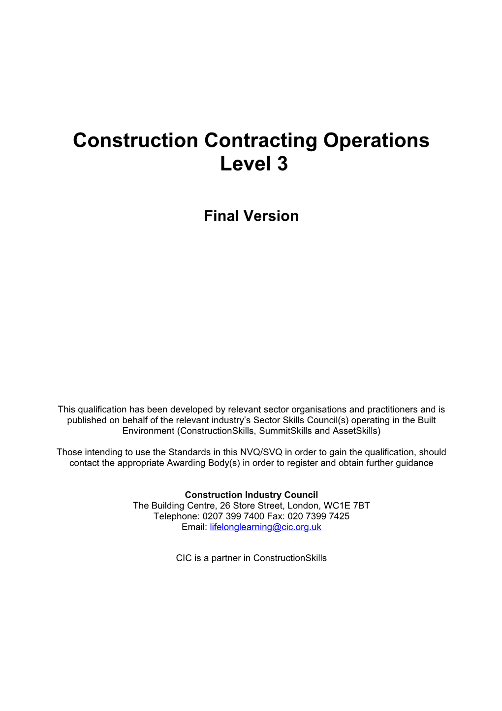 Construction Contracting Operations