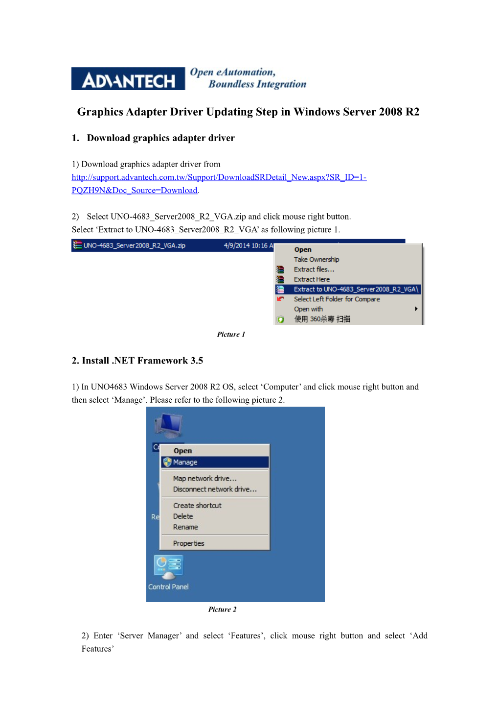 Graphics Adapter Driver Updating Step in Windows Server 2008 R2