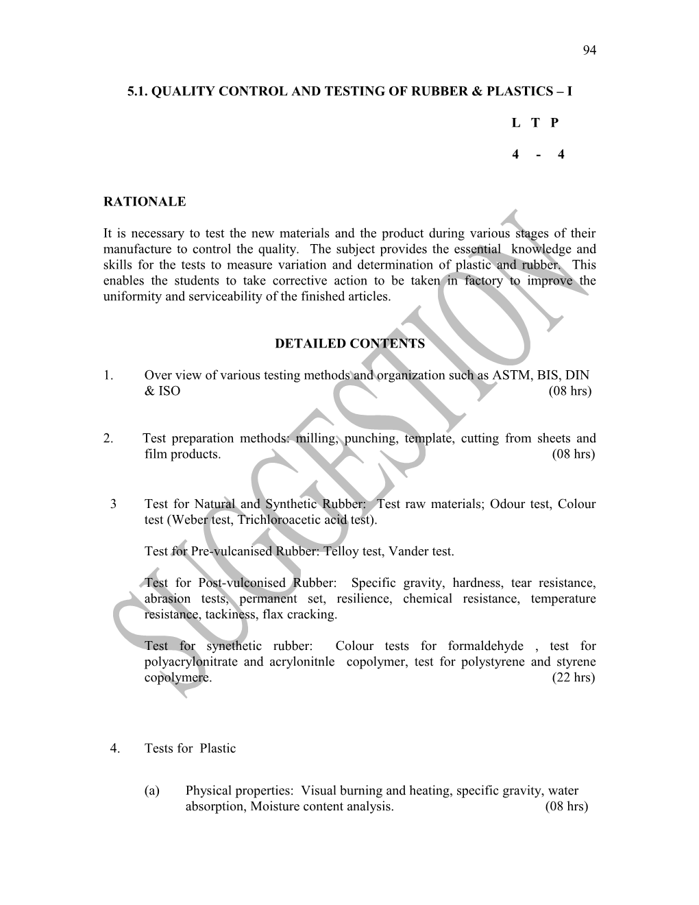 5.1. Quality Control and Testing of Rubber & Plastics I