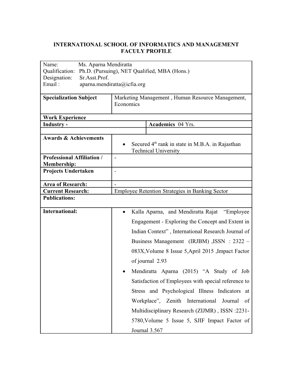 International School of Informatics and Management