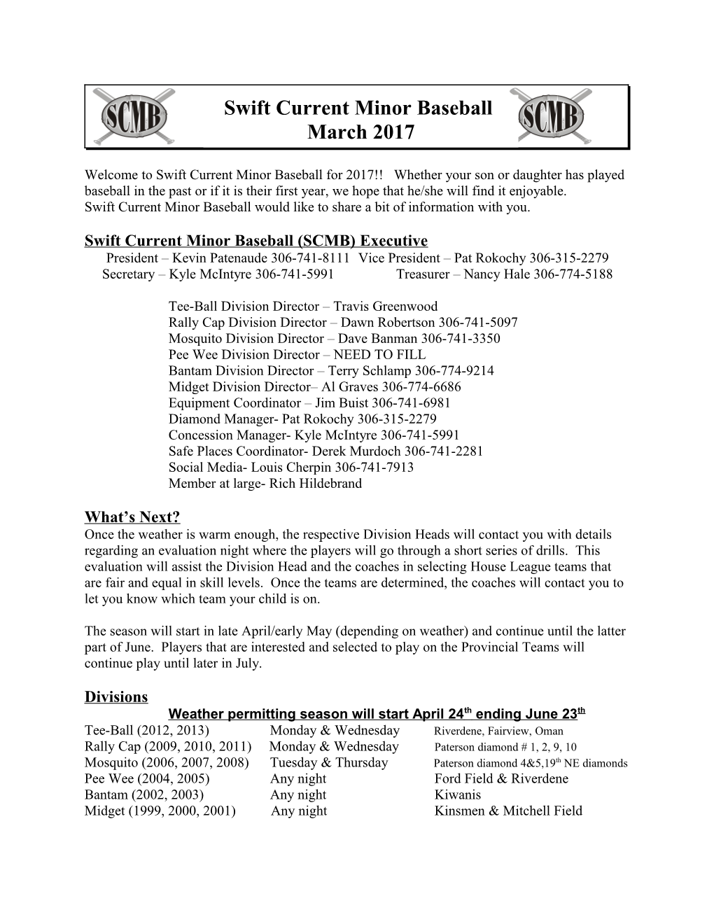 Swift Current Minor Baseball 2007