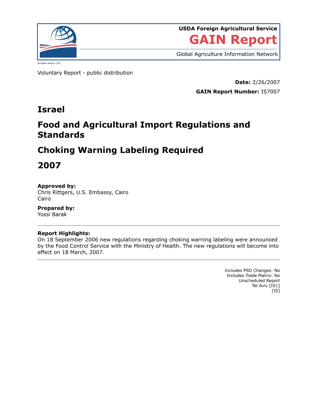 Food and Agricultural Import Regulations and Standards s5