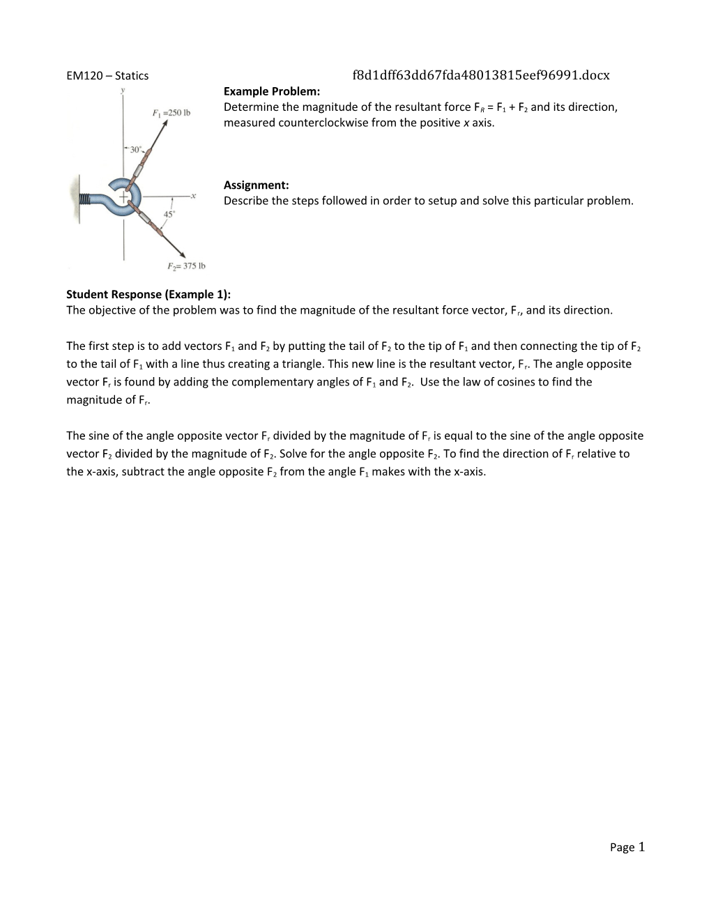 EM120 Staticshandout-Writing Assignment Example