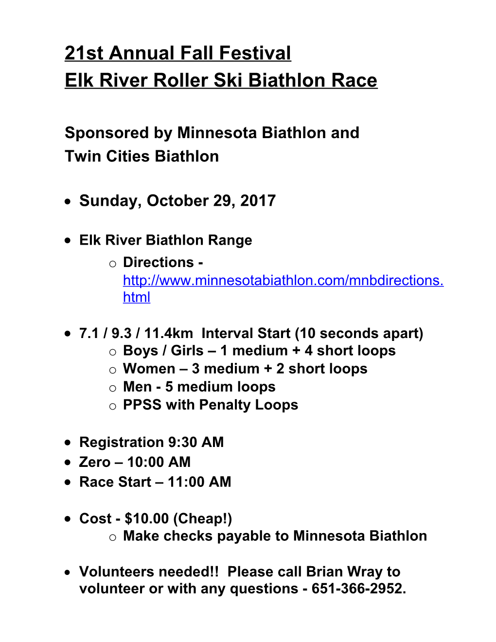 Elk River Roller Ski Biathlon Race