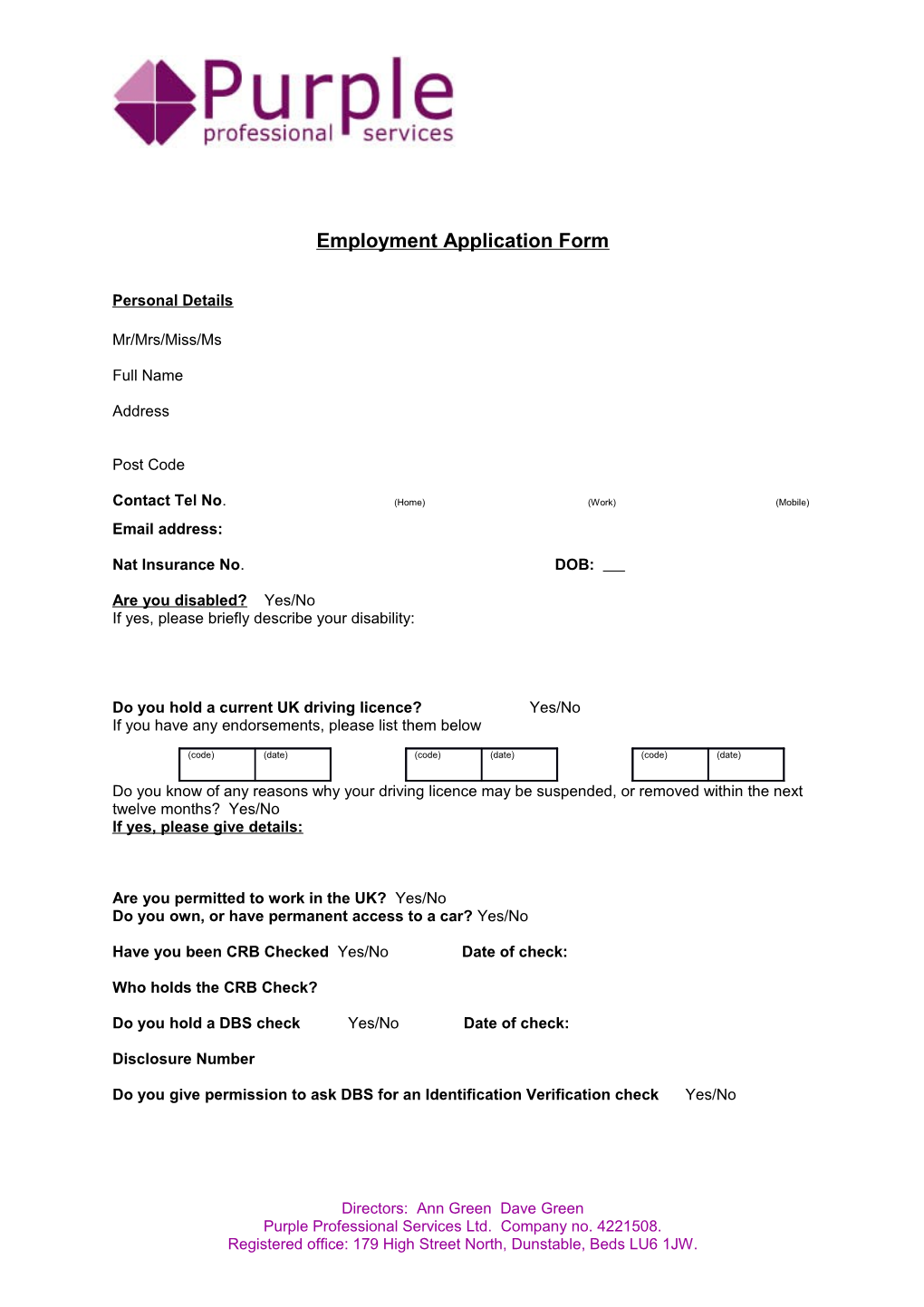 Employment Application Form s3
