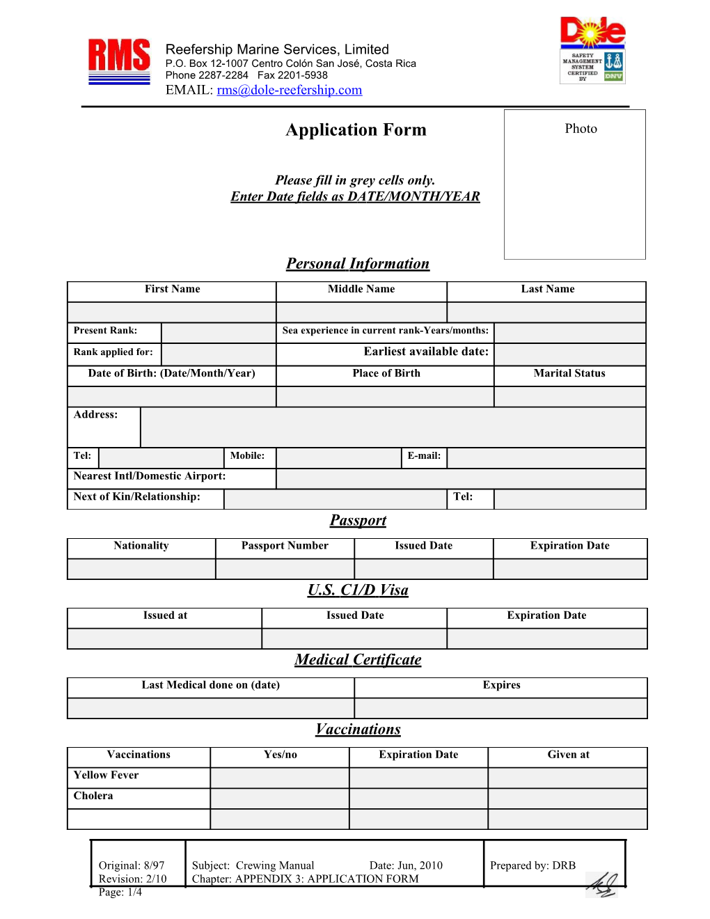 Appendix 3: Application Form