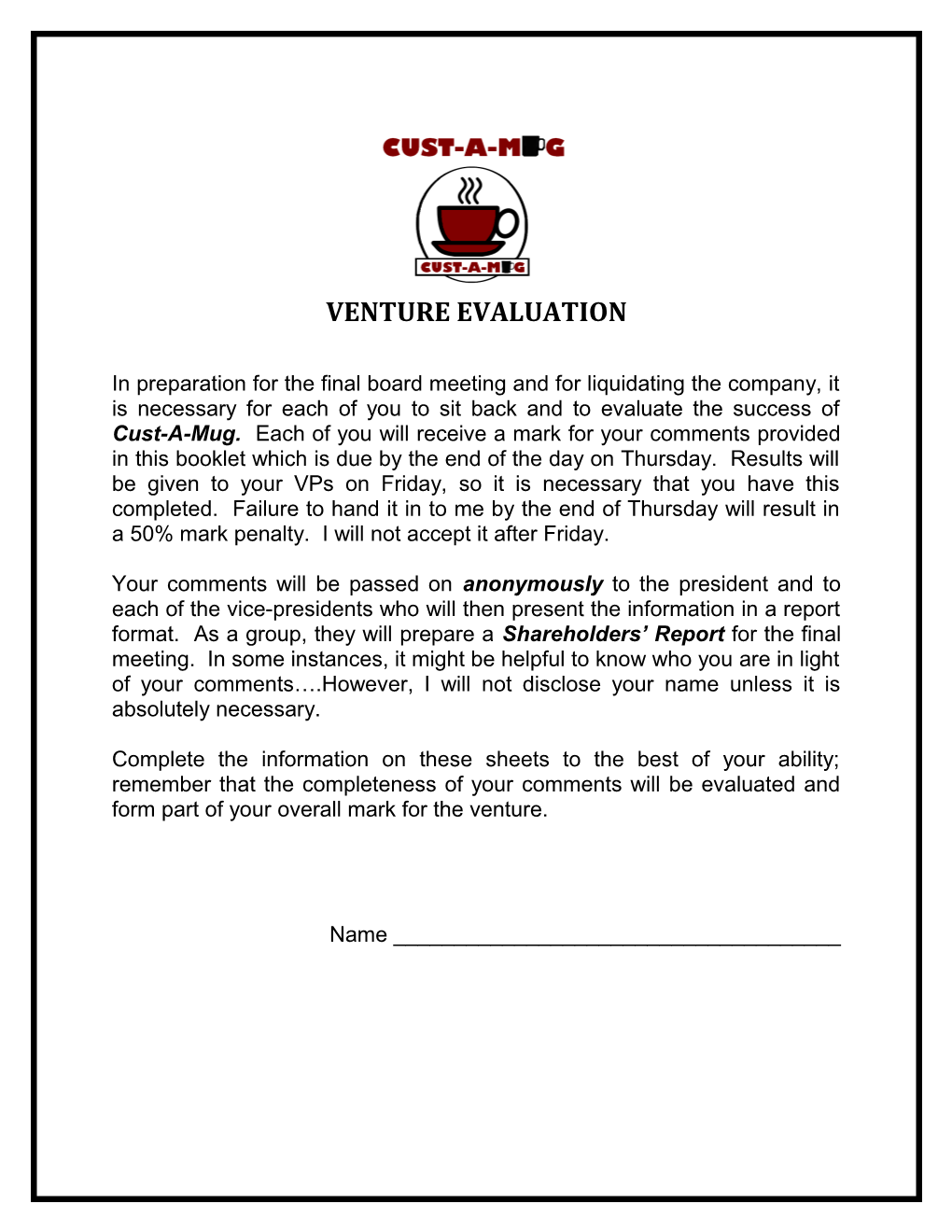 Venture Evaluation