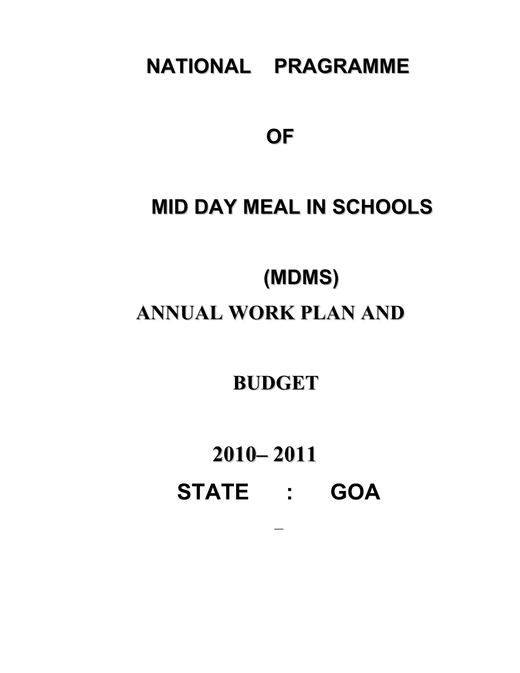 Mid Day Meal in Schools