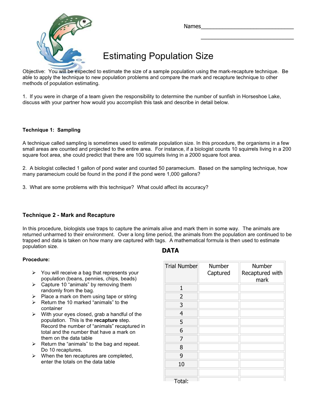 Estimating Population Size