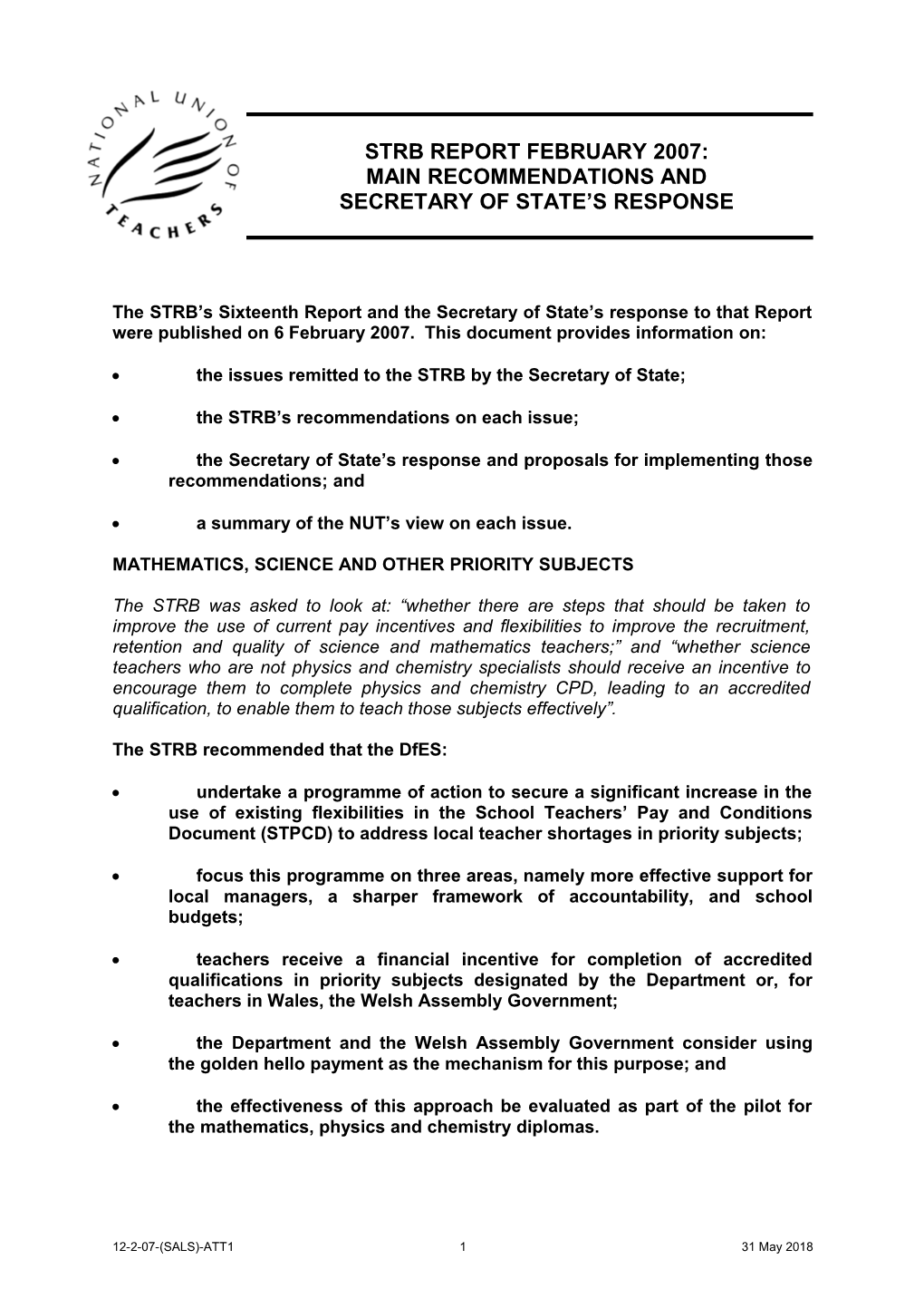 Draft Sals Circular Strb Report