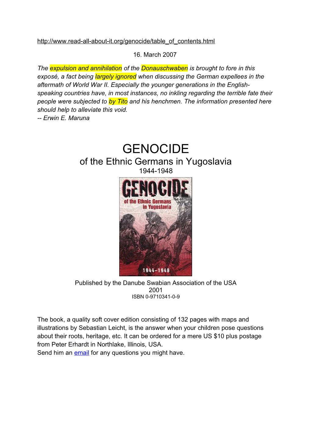 GENOCIDE of the Ethnic Germans in Yugoslavia 1944-1948