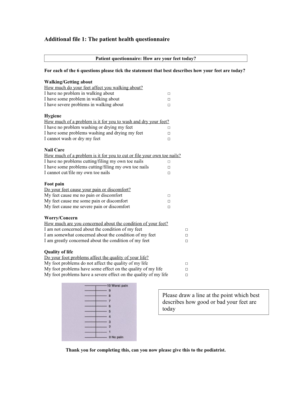 Appendix 1: the Patient Health Questionnaire