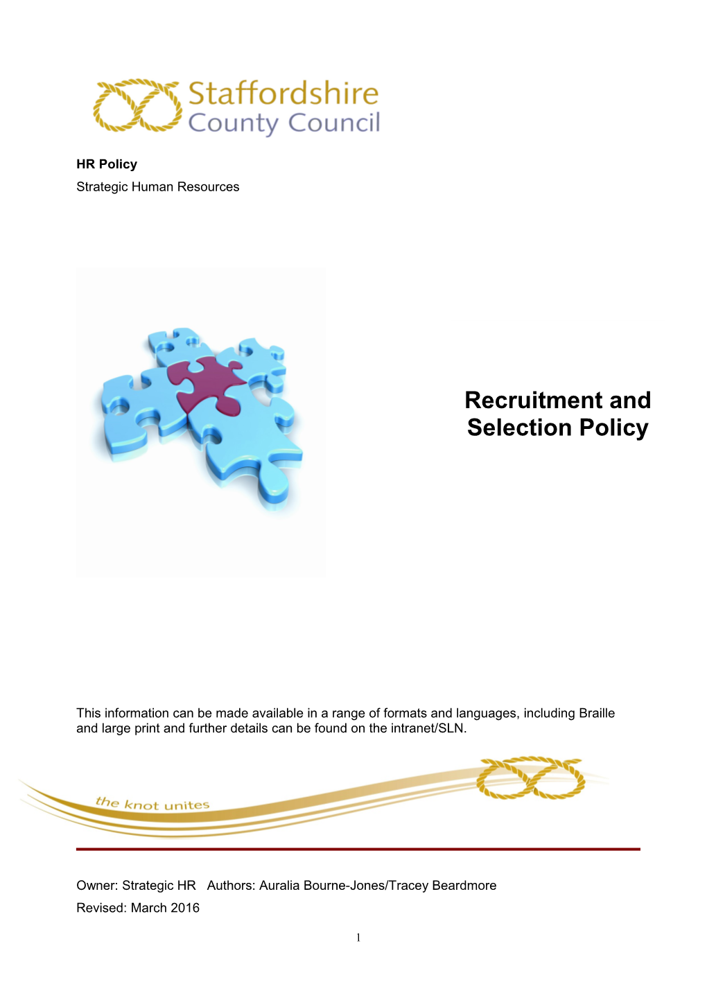 Recruitment and Selection Policy - April 2016