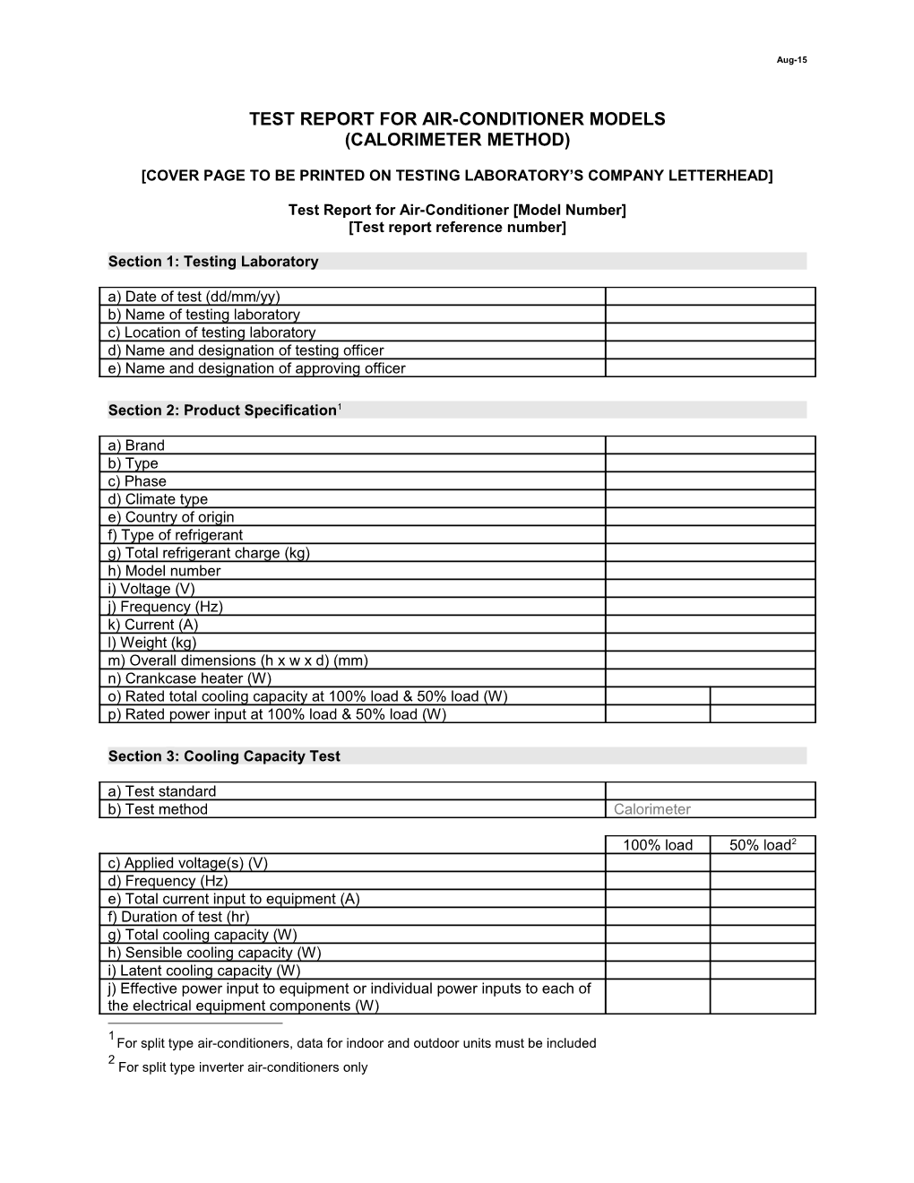 Test Report for Air-Conditioner Models s1