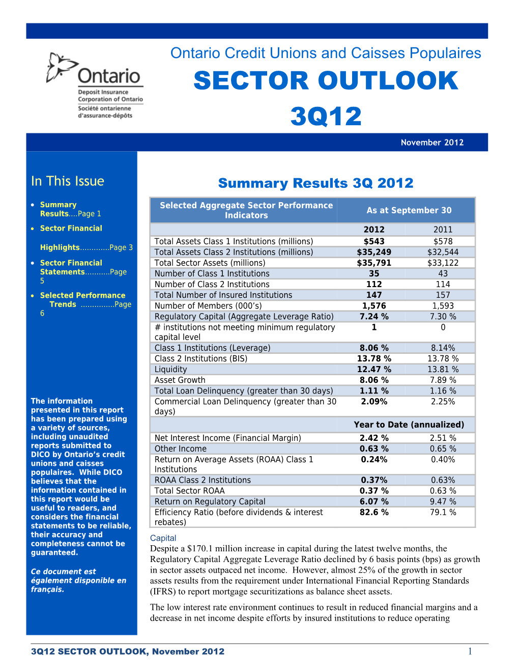 Summary Results 3Q 2012