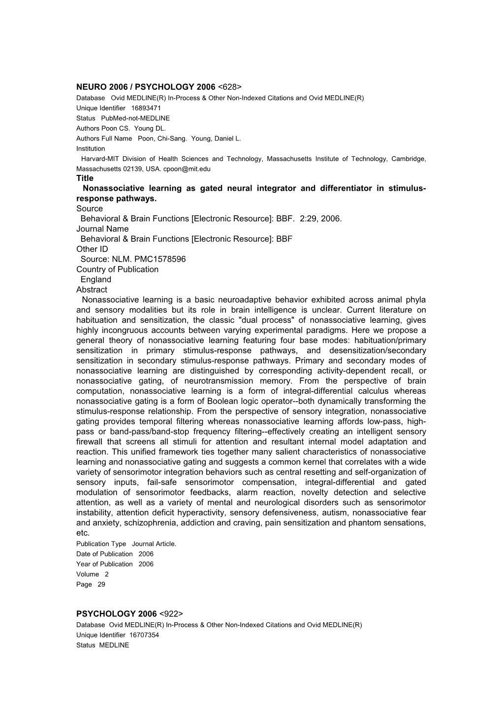 Database Ovid MEDLINE(R) In-Process & Other Non-Indexed Citations and Ovid MEDLINE(R)