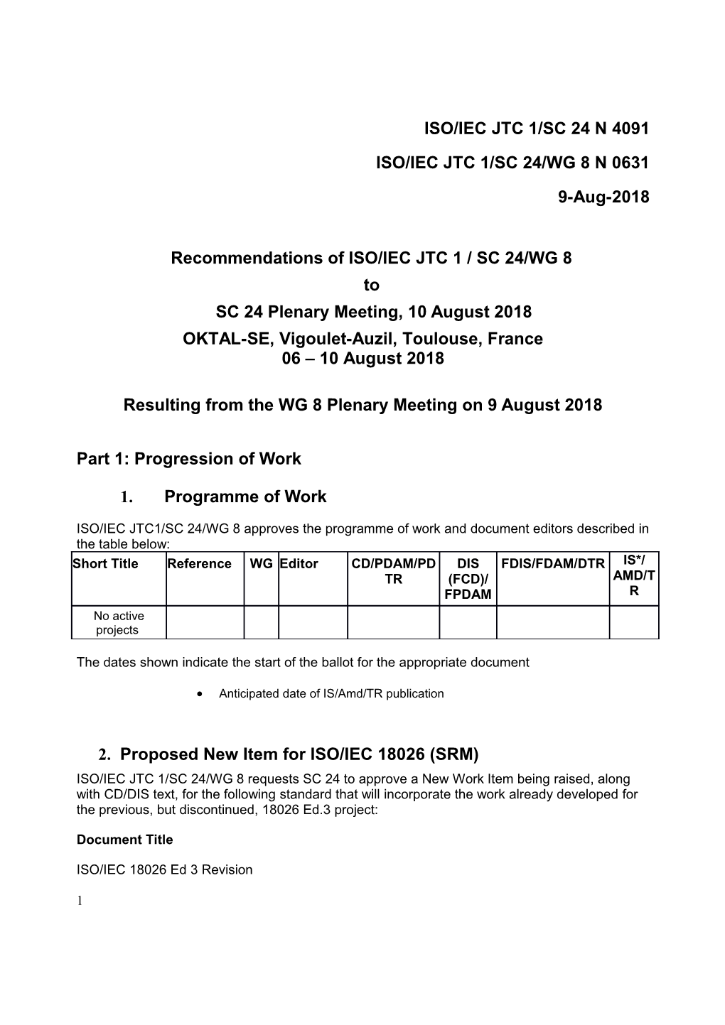 Iso/Iec Jtc 1/Sc 24/Wg 8 N 0631