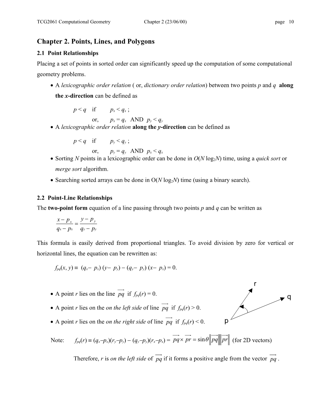 TCG2061 Computational Geometry Chapter 2 (23/06/00) Page