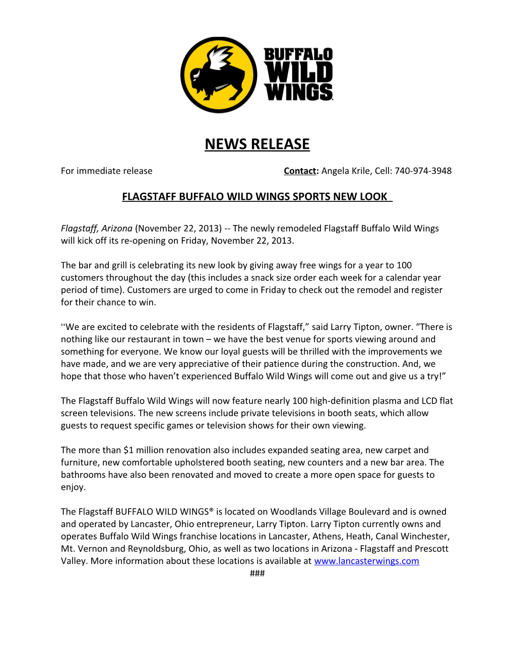 Flagstaff Buffalo Wild Wings Sports New Look