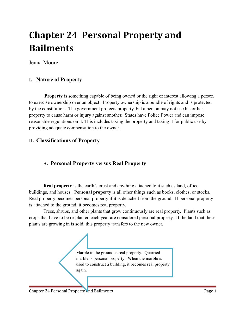Chapter 24 Personal Property and Bailments