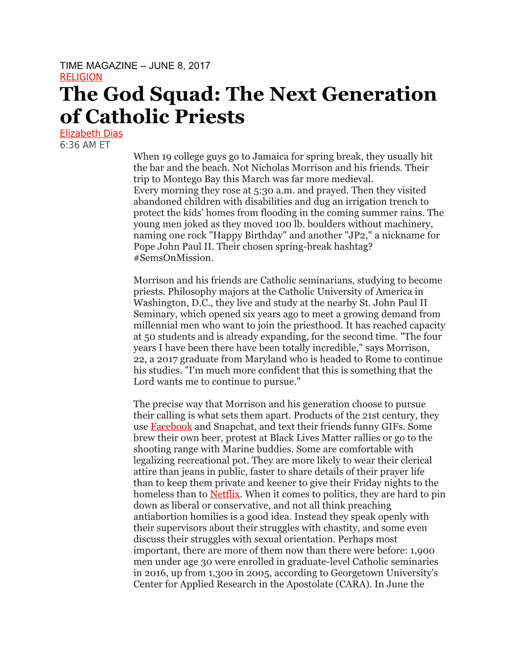 The God Squad: the Next Generation of Catholic Priests