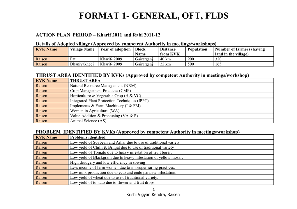 Format 1- General, Oft, Flds