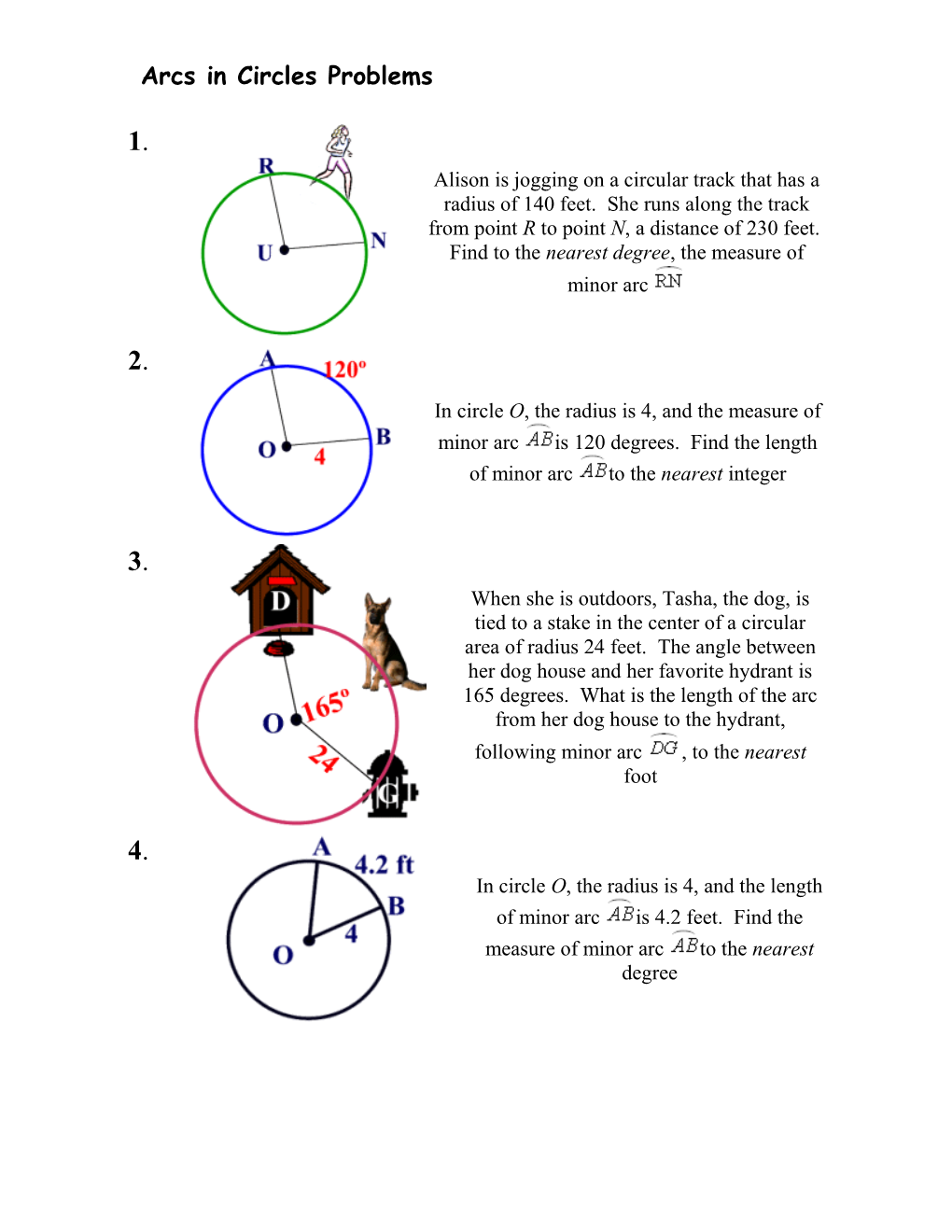 Arcs in Circles Problems